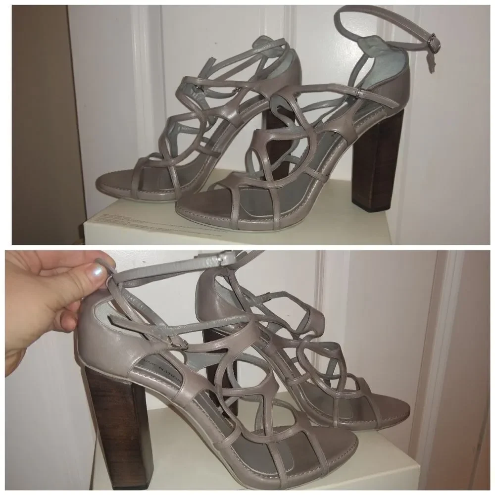 Costume National grey Strappy Cage Heels Made in Italy Size 11 – 4” Block Heel